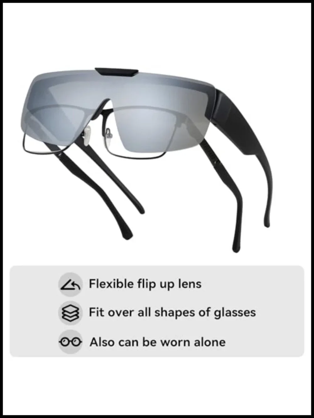 Oversized Fit Over Sunglasses with Flip Up Lens, Polarized UV400 Protection